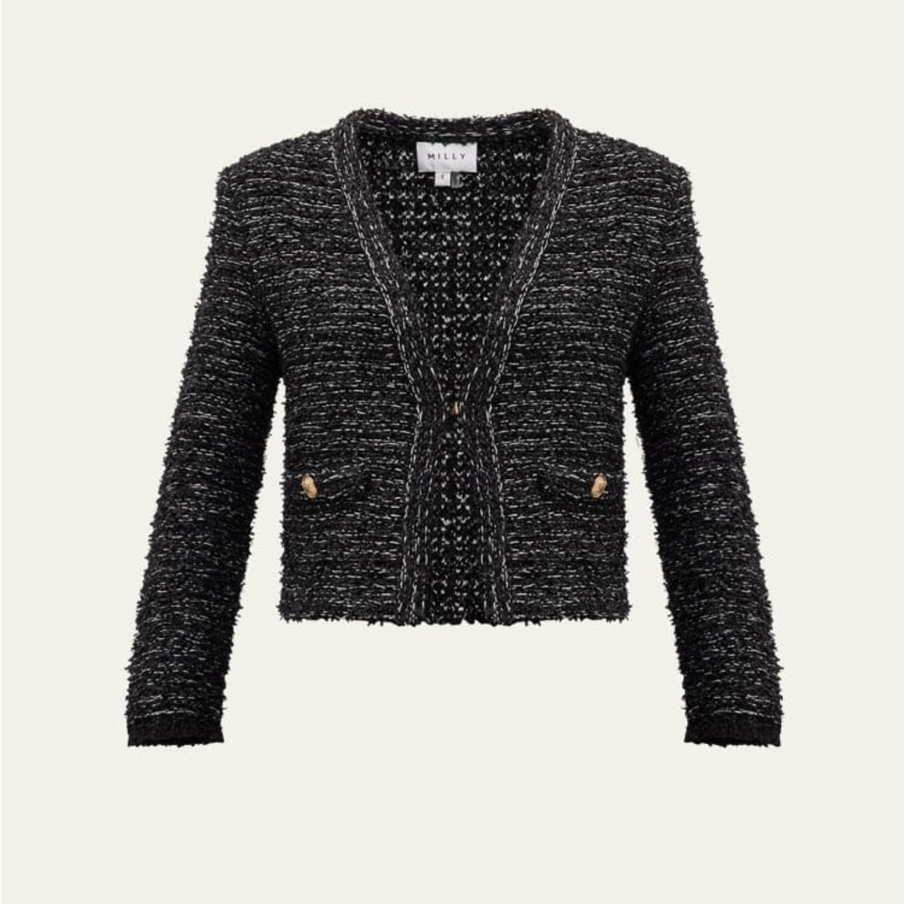 Milly Black Tweed & Metallic Women's Jacket